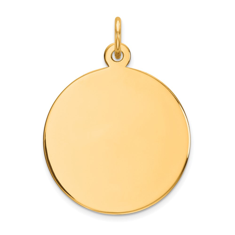 14k Yellow Gold Plain .011 Gauge Circular Disc Engravable Charm Pendant Jewelry Gifts (Length 1.01" Width 0.74")