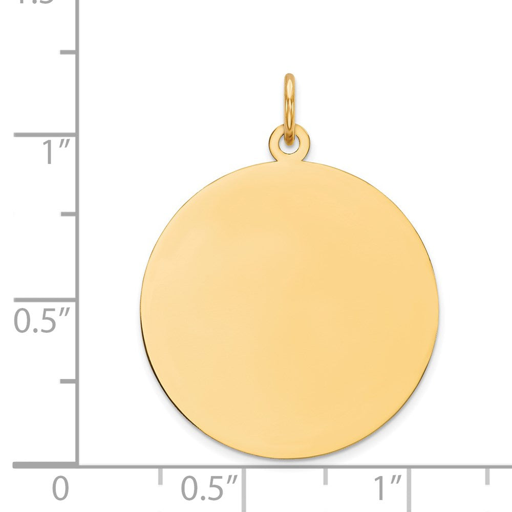 14k Yellow Gold Plain .011 Gauge Circular Disc Engravable Charm Pendant Jewelry Gifts (Length 1.13" Width 0.9")