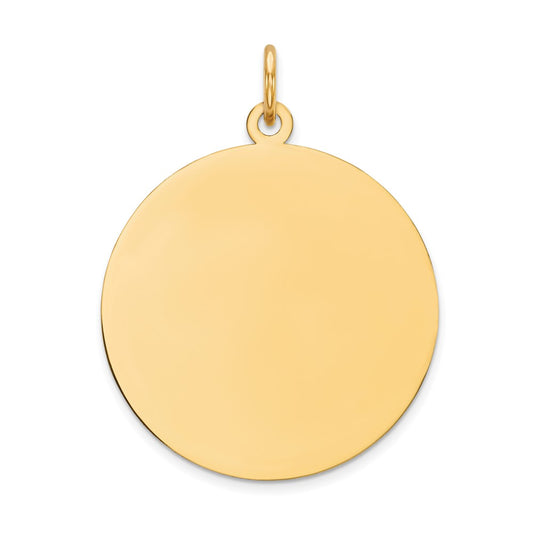 14k Yellow Gold Plain .027 Gauge Circular Disc Engravable Charm Pendant Jewelry Gifts (Length 1.09" Width 0.94")