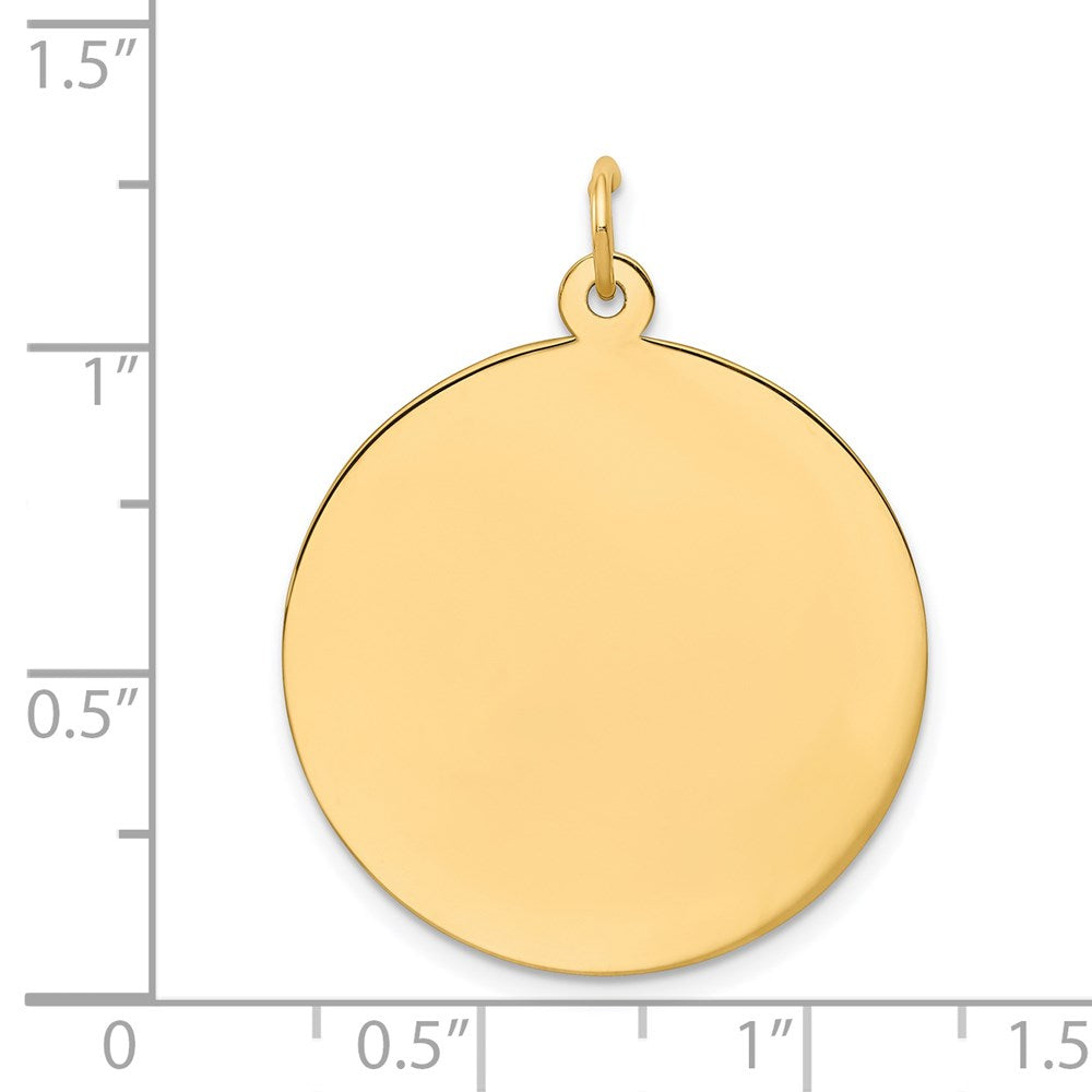 14k Yellow Gold Plain .013 Gauge Circular Disc Engravable Charm Pendant Jewelry Gifts (Length 1.13" Width 0.98")