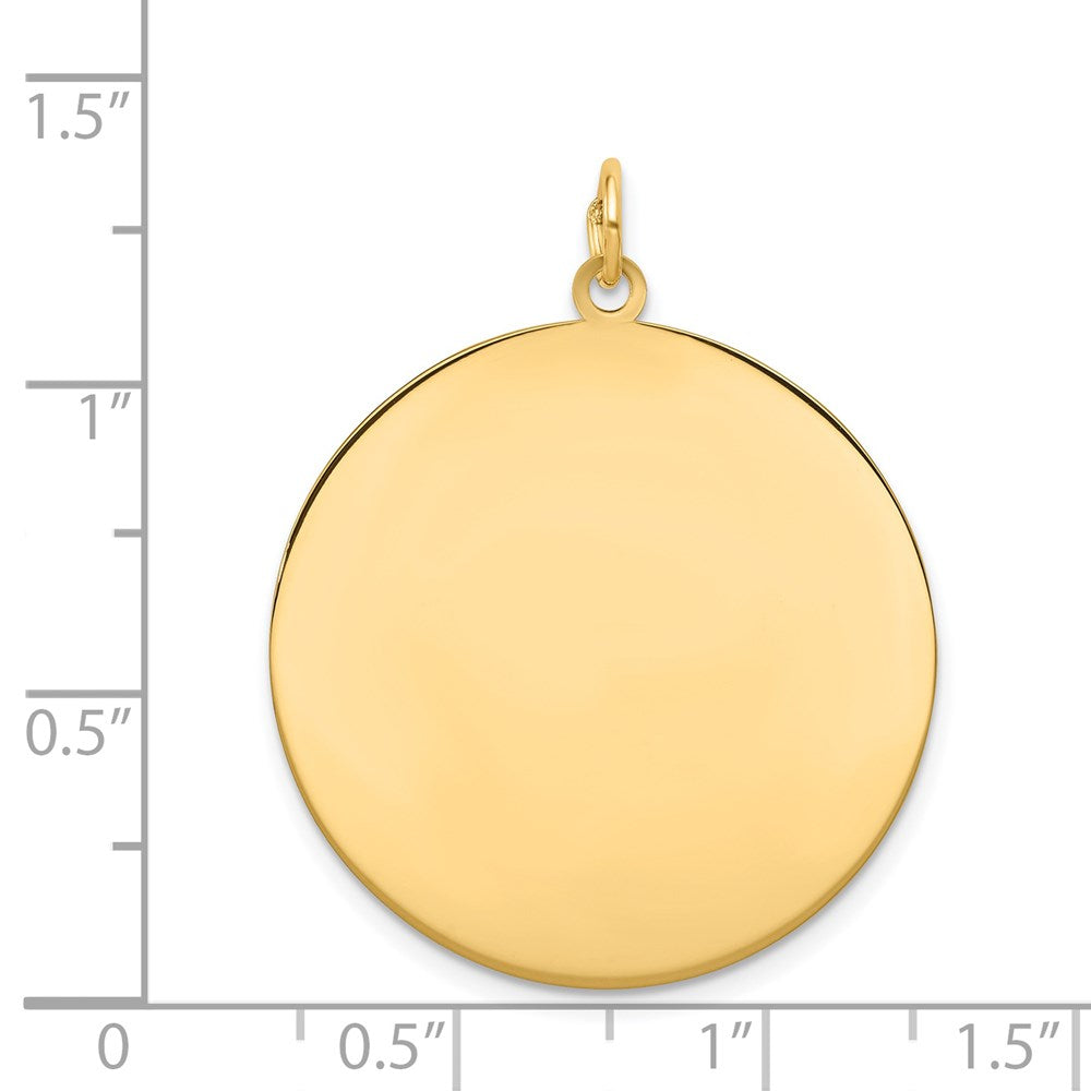 14k Yellow Gold Plain .018 Gauge Circular Disc Engravable Charm Pendant Jewelry Gifts (Length 1.25" Width 1.09")
