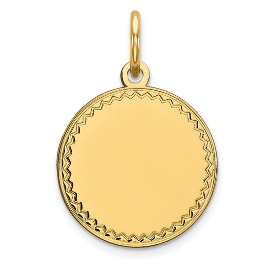 14k Yellow Gold Plain .027 Gauge Round Disc Engravable Charm Pendant Jewelry Gifts (Length 0.78" Width 0.51")