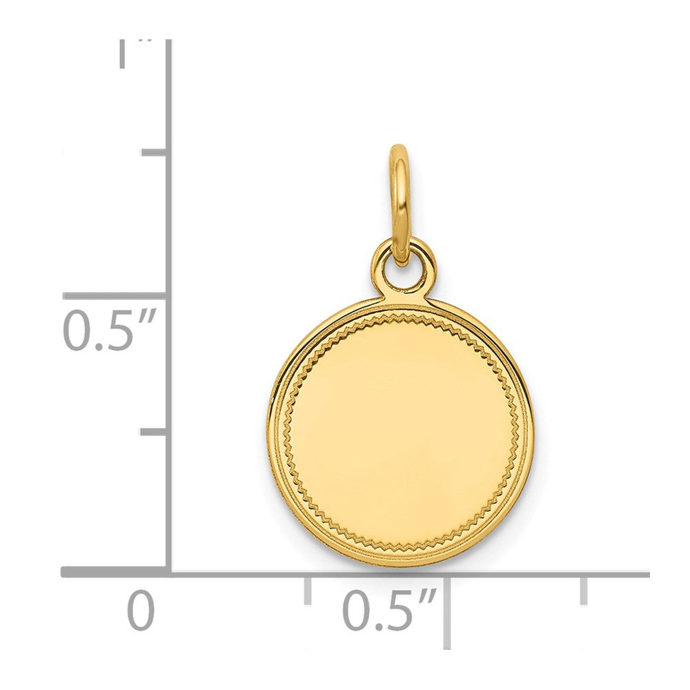 14k Yellow Gold Plain .013 Gauge Round Disc Engravable Charm Pendant Jewelry Gifts (Length 0.74" Width 0.51")