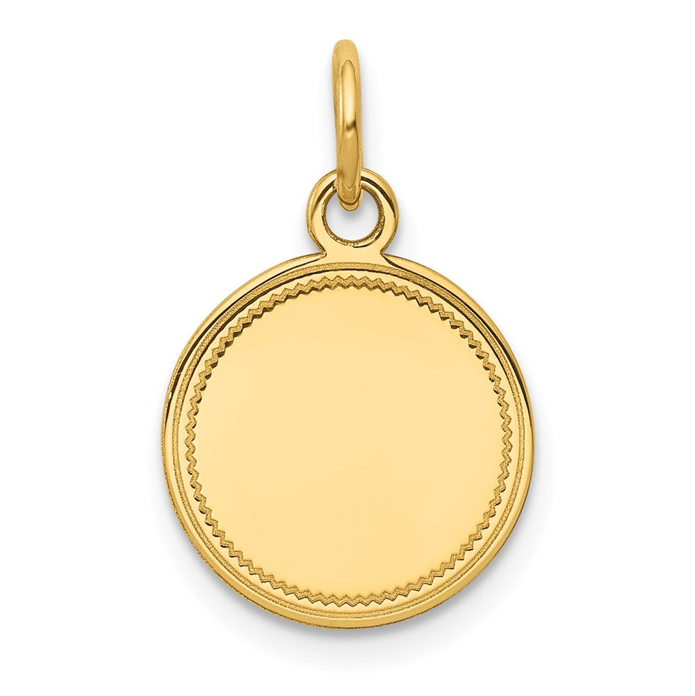 14k Yellow Gold Plain .013 Gauge Round Disc Engravable Charm Pendant Jewelry Gifts (Length 0.74" Width 0.51")