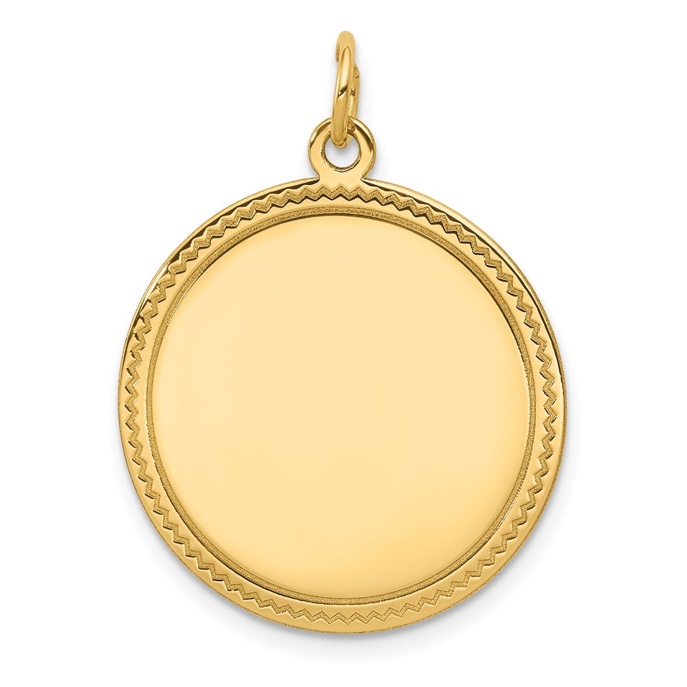 14k Yellow Gold Plain .011 Gauge Round Disc Engravable Charm Pendant Jewelry Gifts (Length 1.13" Width 0.9")