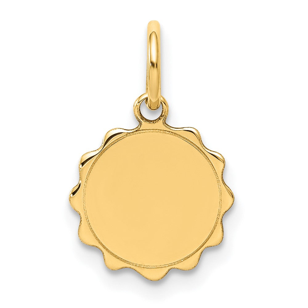 14k Yellow Gold .013 Gauge Scalloped Disc Engravable Charm Pendant Jewelry Gifts (Length 0.62" Width 0.39")