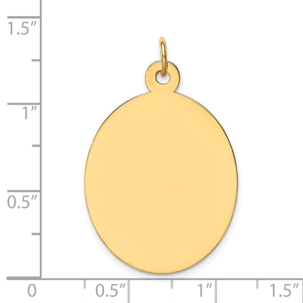 14k Yellow Gold Plain .018 Gauge Oval Disc Engravable Charm Pendant Jewelry Gifts (Length 1.44" Width 0.86")