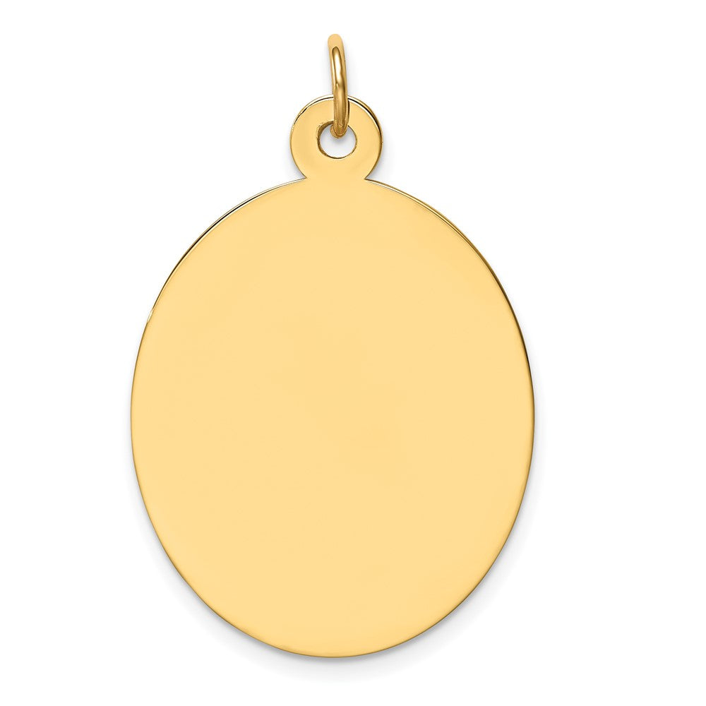 14k Yellow Gold Plain .018 Gauge Oval Disc Engravable Charm Pendant Jewelry Gifts (Length 1.44" Width 0.86")