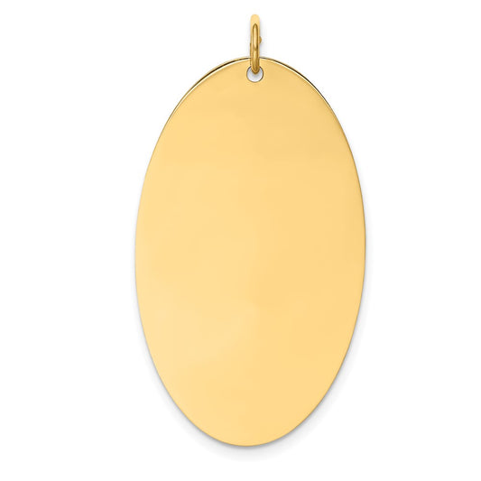 14k Yellow Gold Plain .027 Gauge Elliptical Disc Engravable Charm Pendant Jewelry Gifts (Length 1.48" Width 0.82")