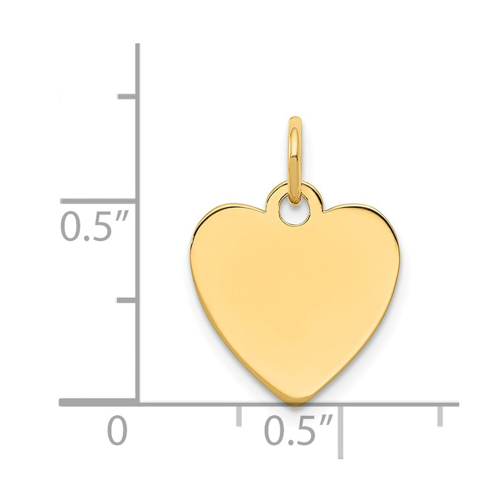 14k Yellow Gold Plain .018 Gauge Heart Disc Engravable Charm Pendant Jewelry Gifts (Length 0.7" Width 0.55")
