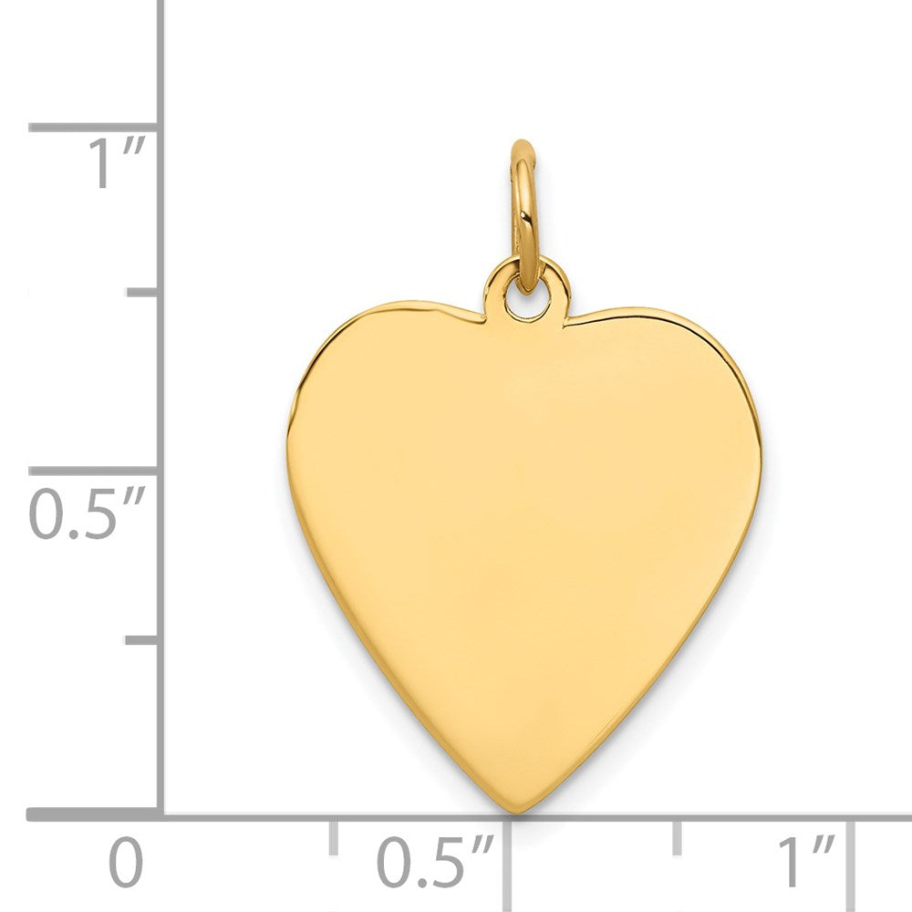 14k Yellow Gold Plain .035 Gauge Heart Disc Engravable Charm Pendant Jewelry Gifts (Length 0.94" Width 0.78")