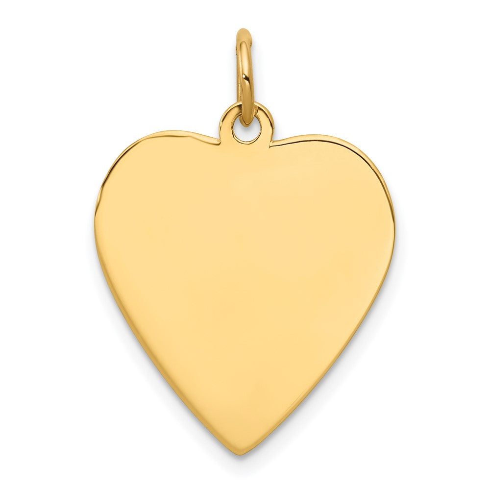 14k Yellow Gold Plain .035 Gauge Heart Disc Engravable Charm Pendant Jewelry Gifts (Length 0.94" Width 0.78")