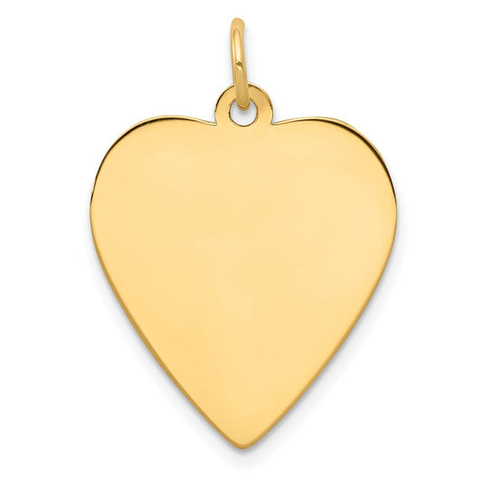 14k Yellow Gold Plain .027 Gauge Heart Disc Engravable Charm Pendant Jewelry Gifts (Length 1.05" Width 0.82")