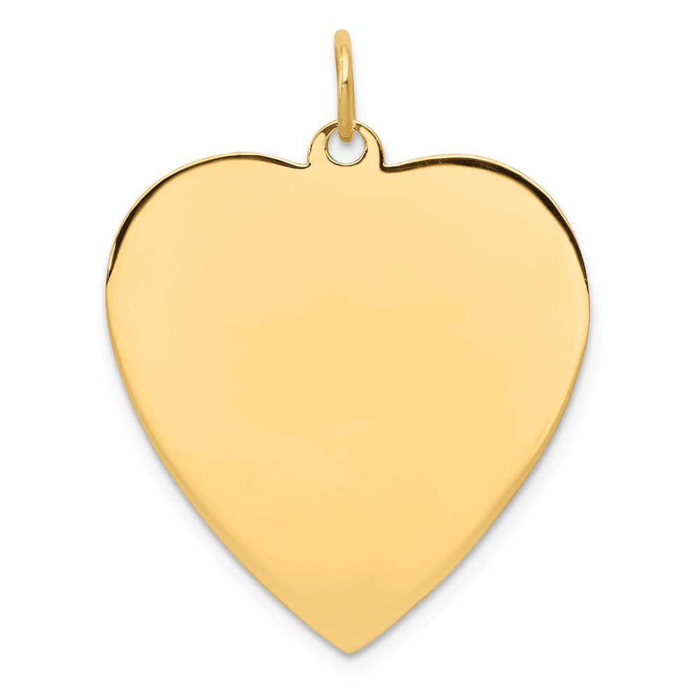 14k Yellow Gold Plain .027 Gauge Heart Disc Engravable Charm Pendant Jewelry Gifts (Length 1.17" Width 0.94")