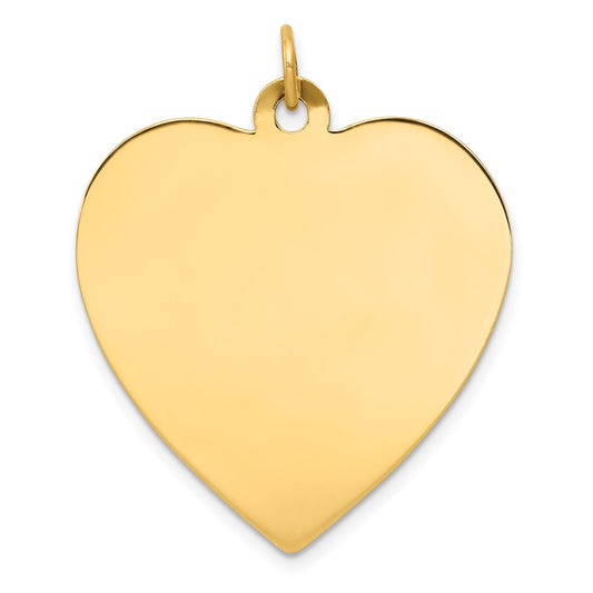 14k Yellow Gold Plain .027 Gauge Heart Disc Engravable Charm Pendant Jewelry Gifts (Length 1.29" Width 1.09")
