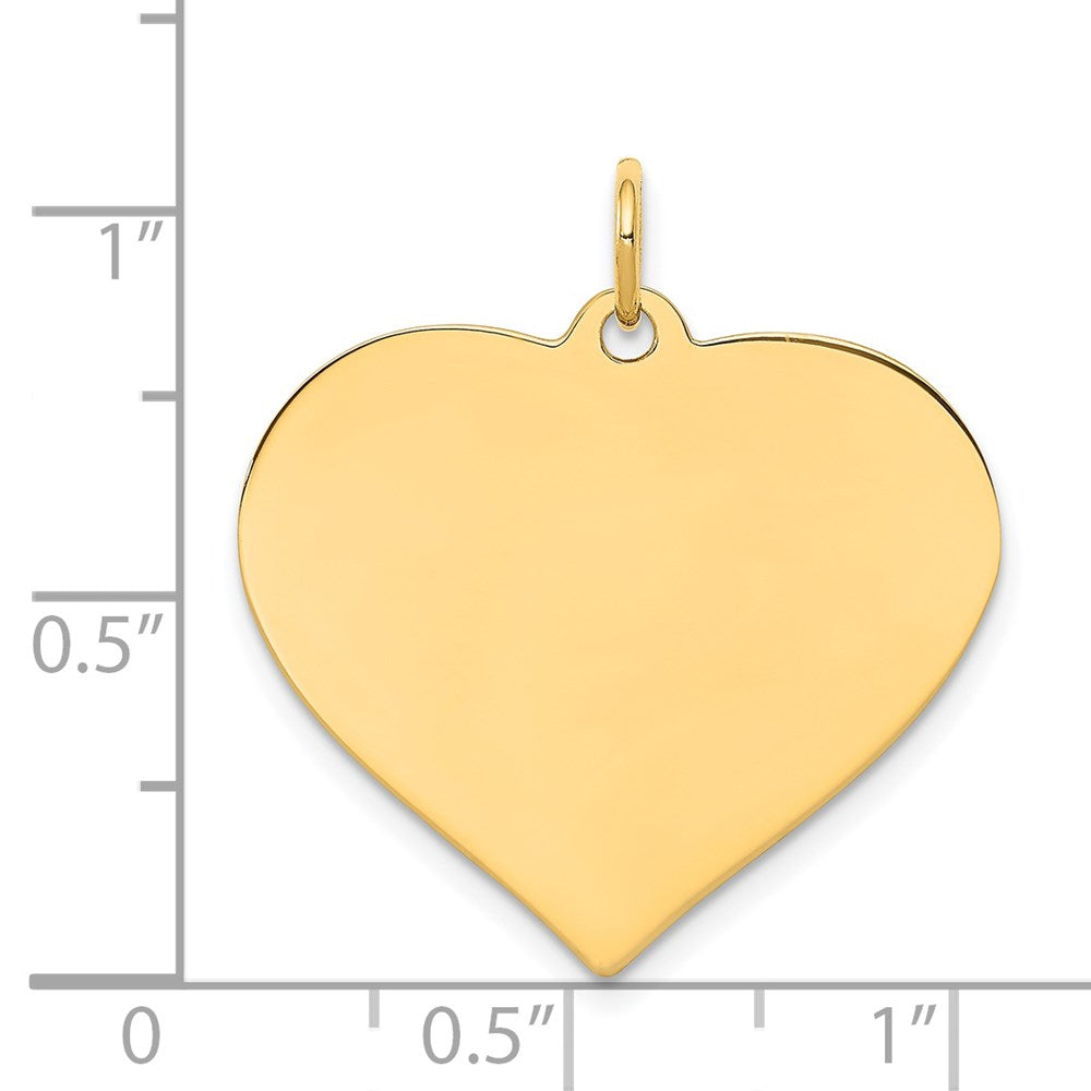14k Yellow Gold Plain .018 Gauge Heart Disc Engravable Charm Pendant Jewelry Gifts (Length 0.98" Width 0.94")