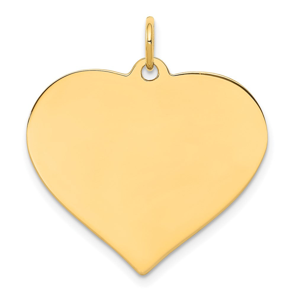14k Yellow Gold Plain .018 Gauge Heart Disc Engravable Charm Pendant Jewelry Gifts (Length 0.98" Width 0.94")