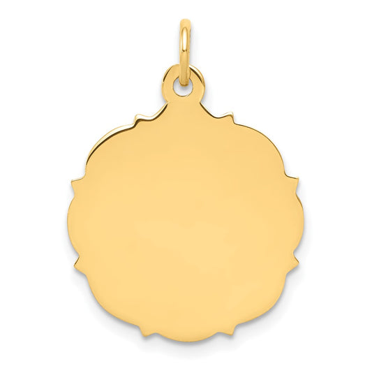 14k Yellow Gold Plain .018 Gauge Disc Engravable Charm Pendant Jewelry Gifts (Length 0.94" Width 0.7")