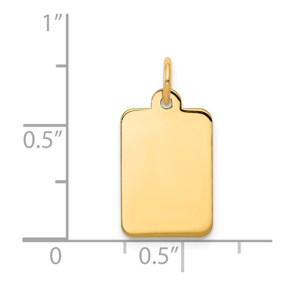 14k Yellow Gold Plain .027 Gauge Rectangular Disc Engravable Charm Pendant Jewelry Gifts (Length 0.78" Width 0.39")