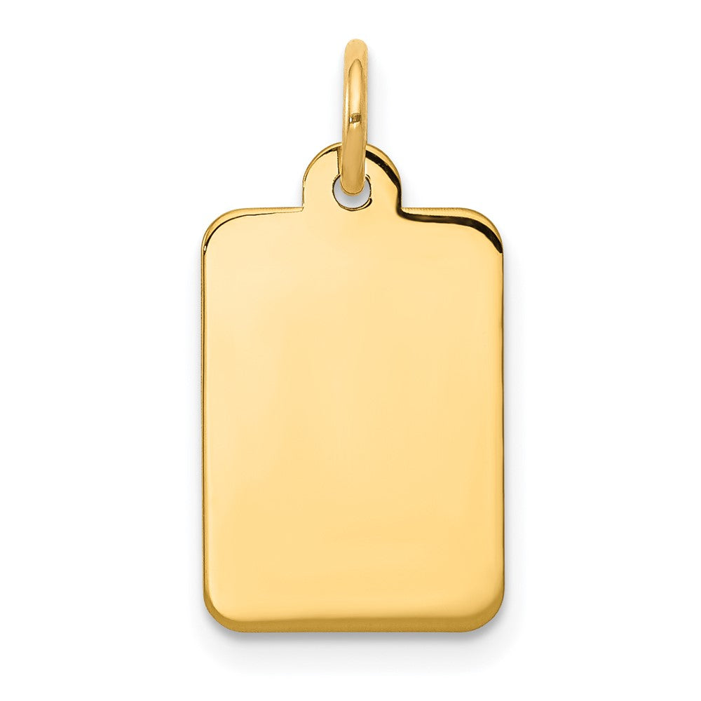 14k Yellow Gold Plain .027 Gauge Rectangular Disc Engravable Charm Pendant Jewelry Gifts (Length 0.78" Width 0.39")