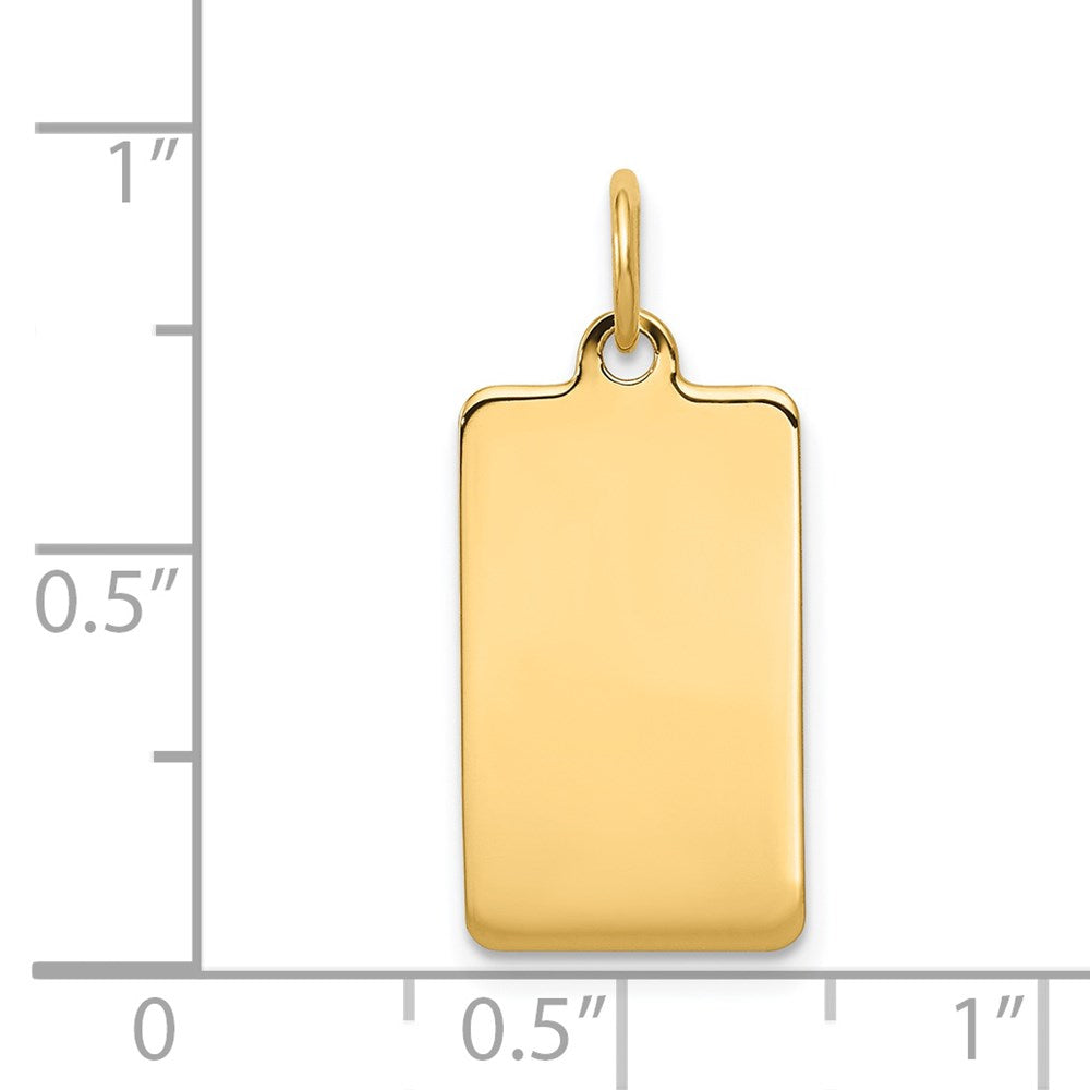 14k Yellow Gold Plain .018 Gauge Rectangular Disc Engravable Charm Pendant Jewelry Gifts (Length 0.9" Width 0.43")