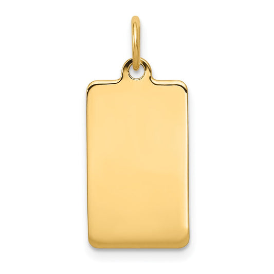 14k Yellow Gold Plain .035 Gauge Rectangular Disc Engravable Charm Pendant Jewelry Gifts (Length 0.9" Width 0.43")