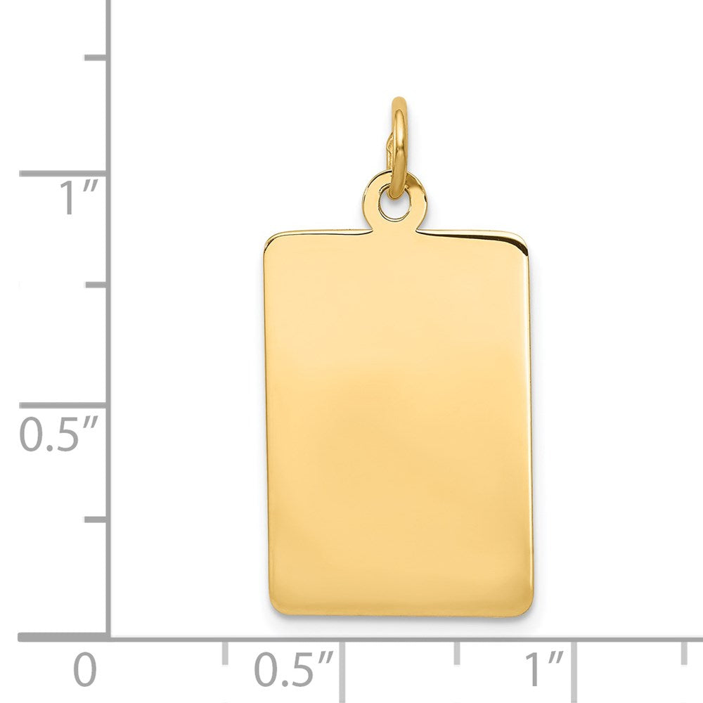 14k Yellow Gold Plain .018 Gauge Rectangular Disc Engravable Charm Pendant Jewelry Gifts (Length 1.09" Width 0.59")