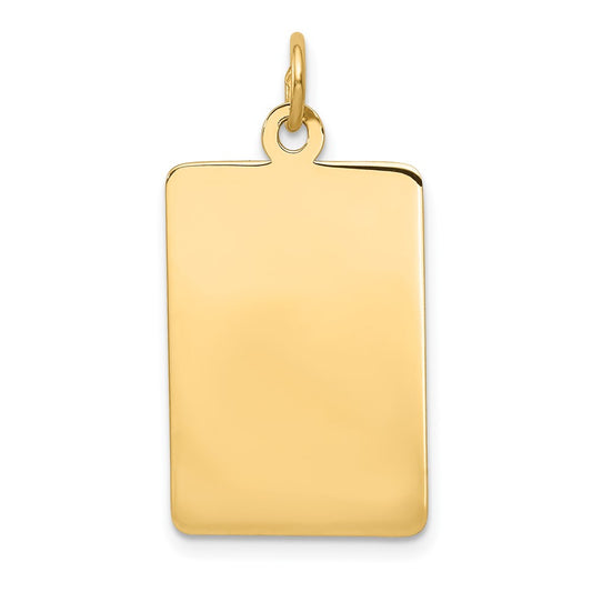 14k Yellow Gold Plain .027 Gauge Rectangular Disc Engravable Charm Pendant Jewelry Gifts (Length 1.09" Width 0.59")