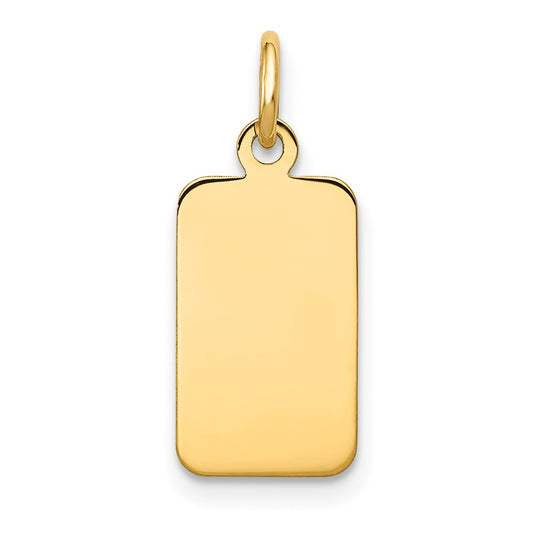 14k Yellow Gold Plain .027 Gauge Rectangular Disc Engravable Charm Pendant Jewelry Gifts (Length 0.82" Width 0.31")