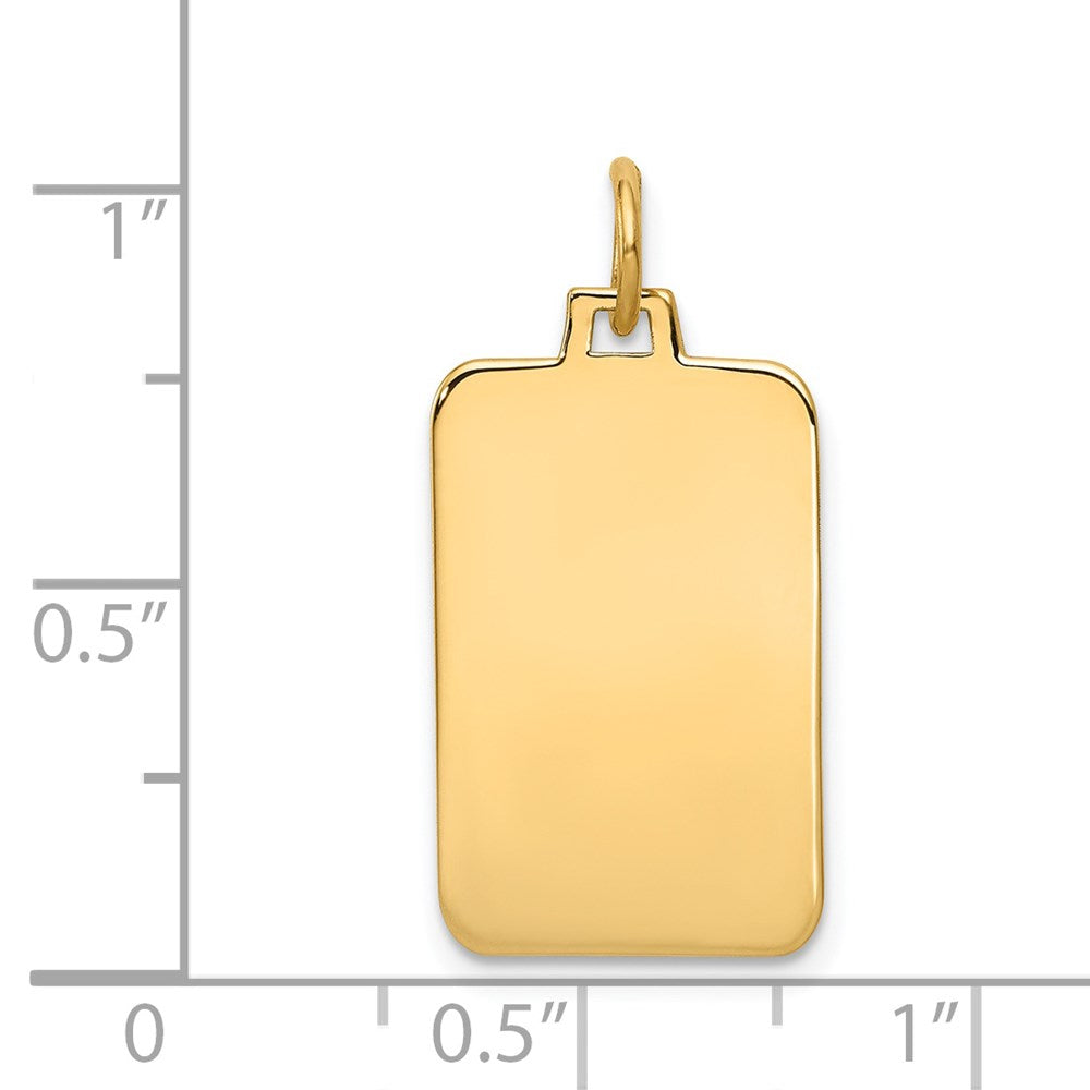 14k Yellow Gold Plain .027 Gauge Rectangular Disc Engravable Charm Pendant Jewelry Gifts (Length 1.01" Width 0.47")
