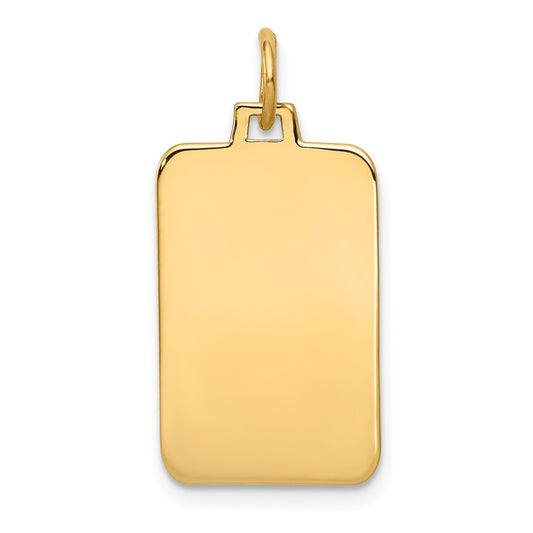 14k Yellow Gold Plain .027 Gauge Rectangular Disc Engravable Charm Pendant Jewelry Gifts (Length 1.01" Width 0.47")