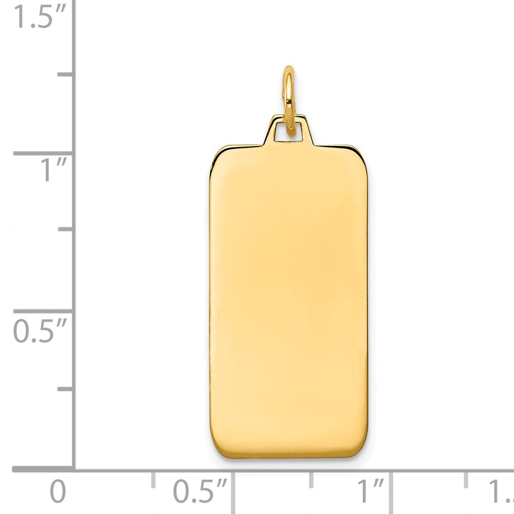 14k Yellow Gold Plain .035 Gauge Rectangular Disc Engravable Charm Pendant Jewelry Gifts (Length 1.25" Width 0.51")