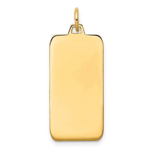 14k Yellow Gold Plain .027 Gauge Rectangular Disc Engravable Charm Pendant Jewelry Gifts (Length 1.25" Width 0.51")