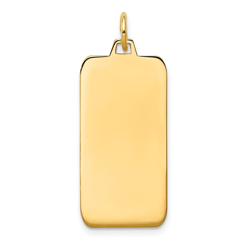 14k Yellow Gold Plain .035 Gauge Rectangular Disc Engravable Charm Pendant Jewelry Gifts (Length 1.25" Width 0.51")