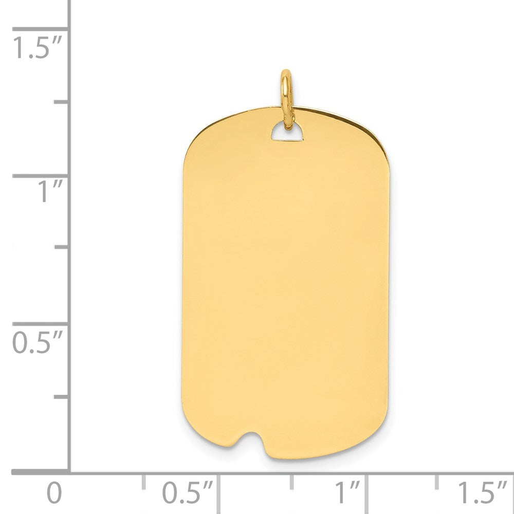 14k Yellow Gold Plain .018 Gauge Dog Tag with Notch Disc Engravable Charm Pendant Jewelry Gifts (Length 1.33" Width 0.7")