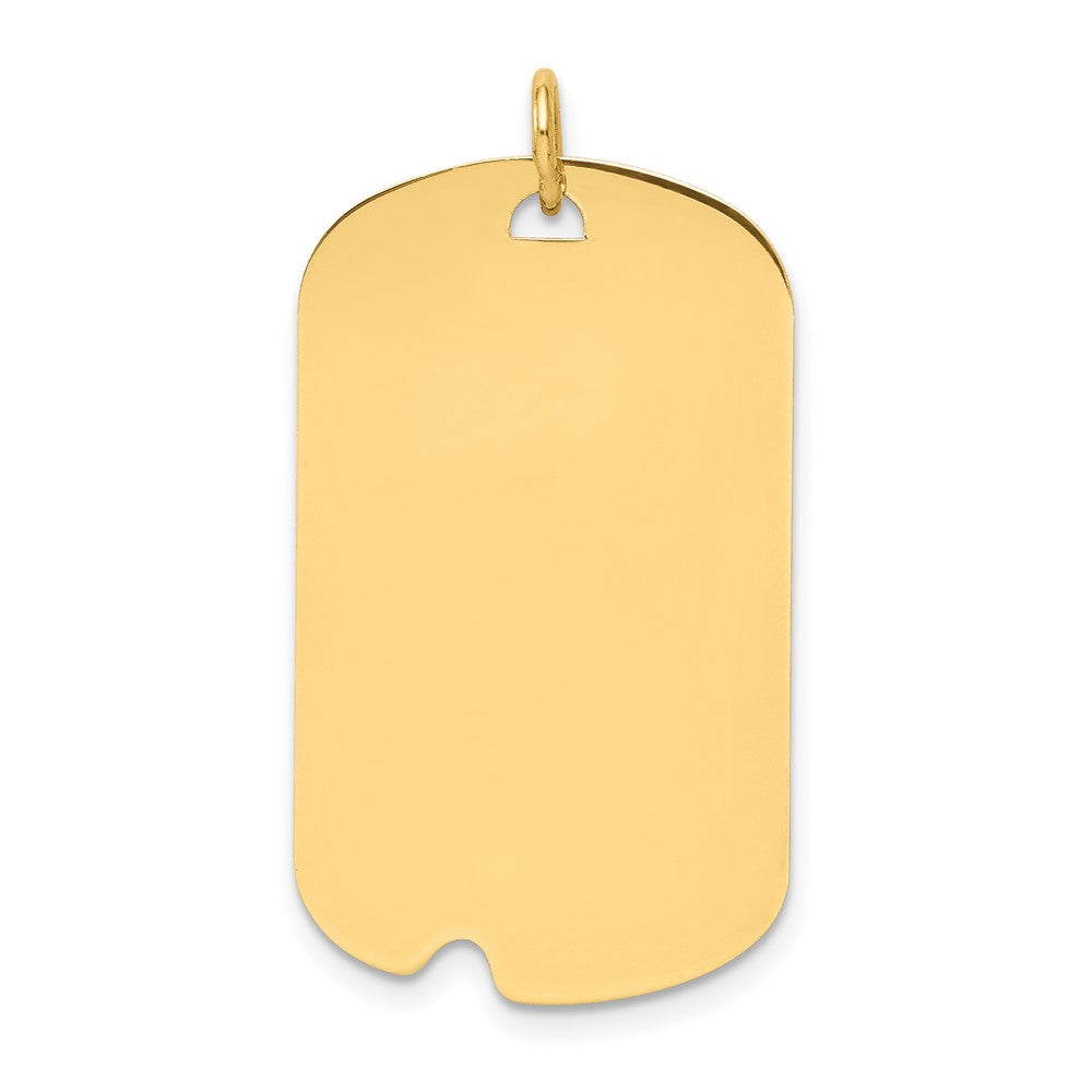 14k Yellow Gold Plain .018 Gauge Dog Tag with Notch Disc Engravable Charm Pendant Jewelry Gifts (Length 1.33" Width 0.7")
