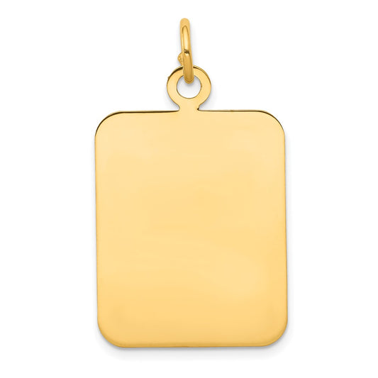14k Yellow Gold Plain Rectangular .018 Gauge Disc Engravable Charm Pendant Jewelry Gifts (Length 1.29" Width 0.78")