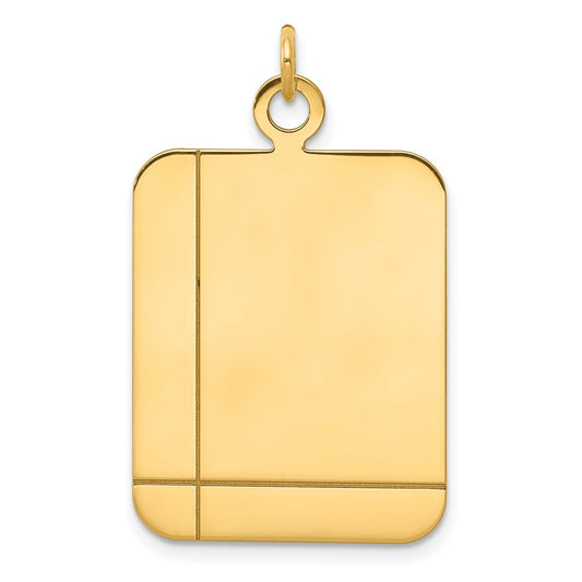 14k Yellow Gold Plain Rectangular .018 Gauge Disc Engravable Charm Pendant Jewelry Gifts (Length 1.29" Width 0.78")
