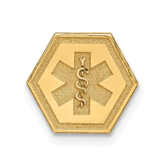 14k Yellow Gold Non enameled Attachable Medical EmblemEngravable Charm Pendant Jewelry Gifts (Length 0.37" Width 0.37")