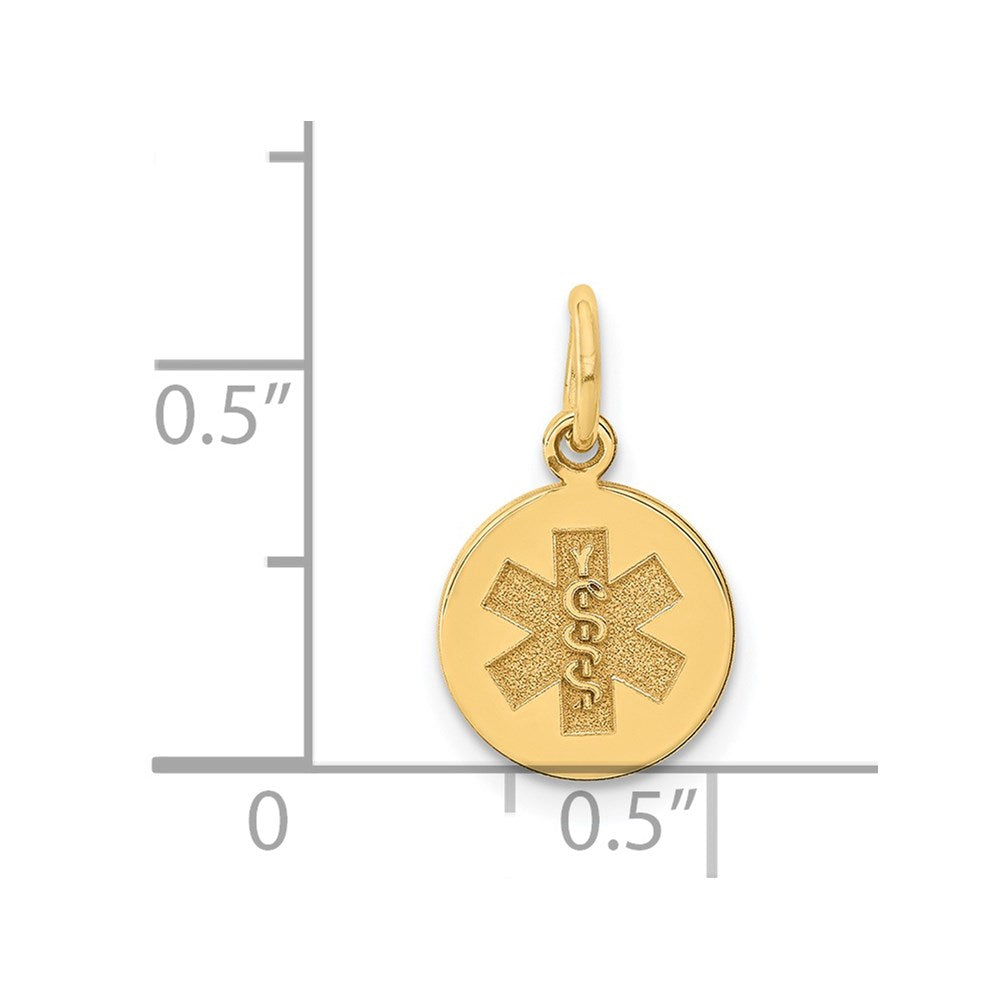 14k Yellow Gold Medical Jewelry UnenameledEngravable Charm Pendant Jewelry Gifts (Length 0.59" Width 0.38")