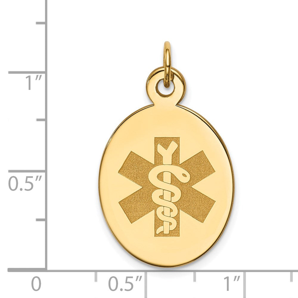 14k Yellow Gold Non enameled Medical JewelryEngravable Charm Pendant Jewelry Gifts (Length 1.01" Width 0.64")