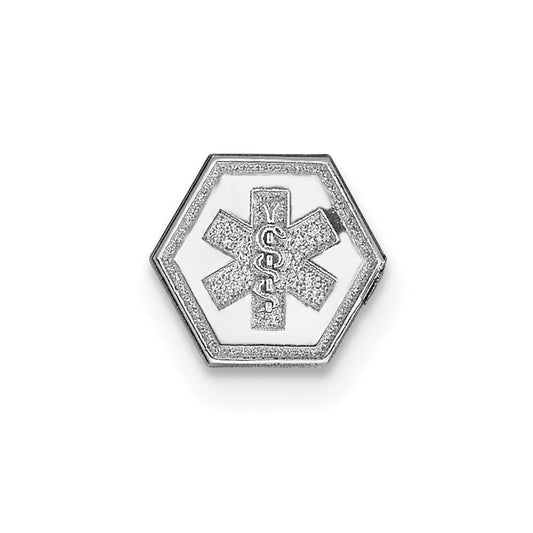 14k White Gold Non enameled Medical Jewelry EmblemEngravable Charm Pendant Jewelry Gifts (Length 0.25" Width 0.25")
