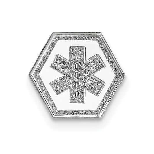 14k White Gold Non enameled Medical Jewelry EmblemEngravable Charm Pendant Jewelry Gifts (Length 0.37" Width 0.37")