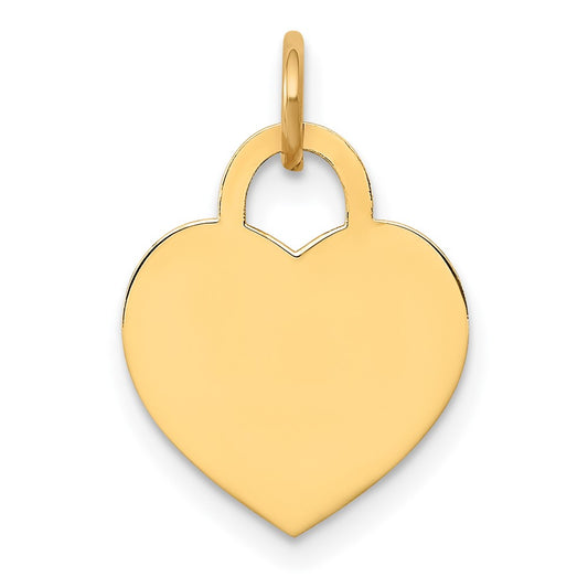 Solid 14k Yellow Gold Small Heart Customize Personalize Engravable Charm Pendant Jewelry Gifts For Women or Men (Length 0.74" Width 0.47")