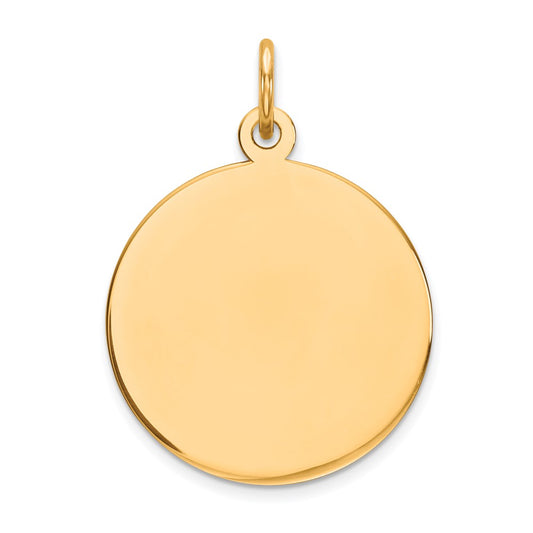 14k Yellow Gold Round Disc Engravable Charm Pendant Jewelry Gifts (Length 0.94" Width 0.66")