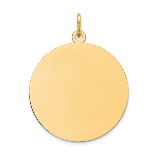 14k Yellow Gold Round Disc Engravable Charm Pendant Jewelry Gifts (Length 1.09" Width 0.82")