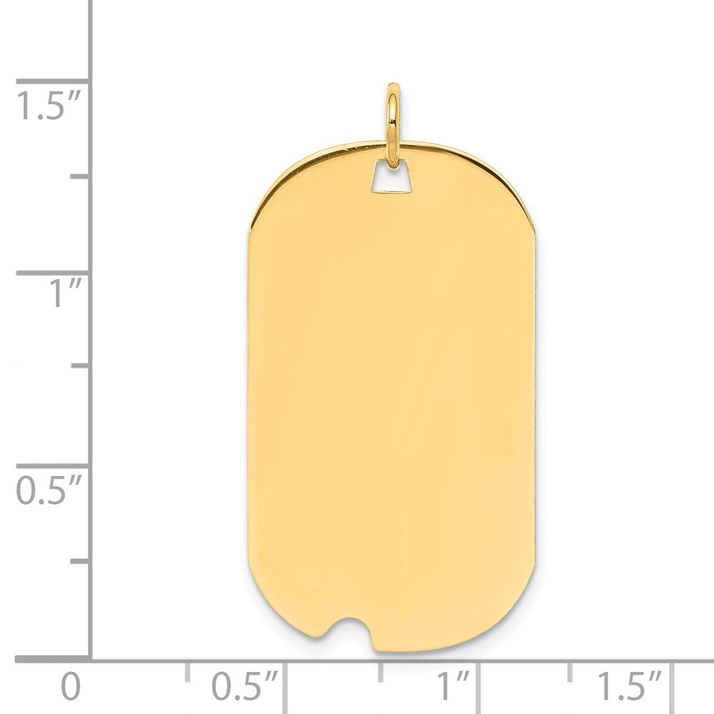 14k Yellow Gold Plain .011 Gauge Dog Tag with Notch Disc Engravable Charm Pendant Jewelry Gifts (Length 1.44" Width 0.74")