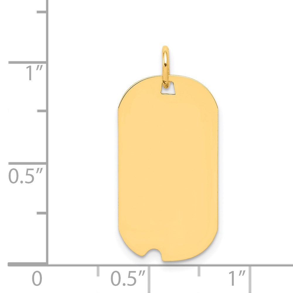 14k Yellow Gold Plain .013 Gauge Dog Tag with Notch Disc Engravable Charm Pendant Jewelry Gifts (Length 1.09" Width 0.51")