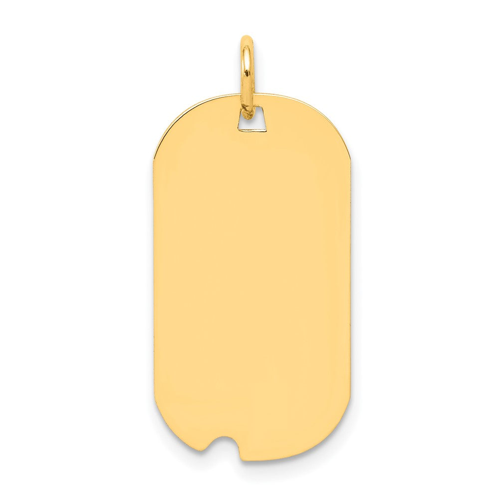 14k Yellow Gold Plain .013 Gauge Dog Tag with Notch Disc Engravable Charm Pendant Jewelry Gifts (Length 1.09" Width 0.51")