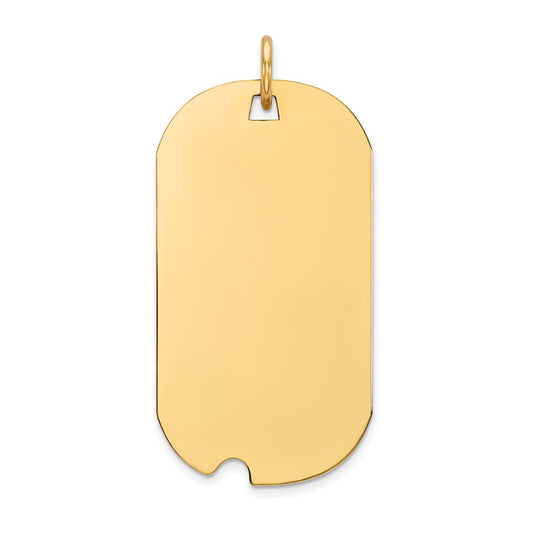 14k Yellow Gold Plain .035 Gauge Dog Tag with Notch Disc Engravable Charm Pendant Jewelry Gifts (Length 1.29" Width 0.62")